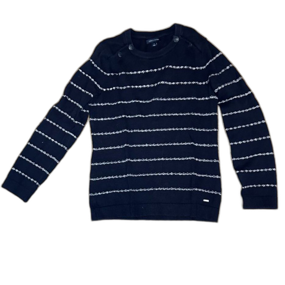Tommy Hilfiger Blue & White Striped Nautical Fisherman's Sweater Ladies Medium